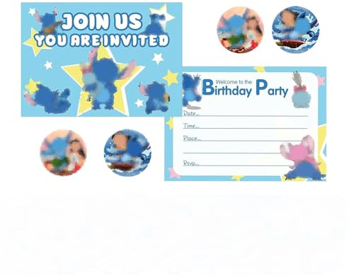 RXSPOYLY Tarjetas Invitación Cumpleaños Niños, 12pcs Invitación de Cumpleaños Infantil, Tarjeta de Invitación a Fiesta, con Sobre y Adhesivo con Sello, para Fiestas de Cumpleaños Infantiles(Inglese)