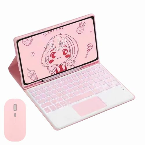 GUPENAA Funda con Teclado para iPad Air 6ª generación 11 Pulgadas (M2) 2024, Contiene Ñ, 7 Colores Retroiluminados, Teclado Bluetooth Inalámbrico Magnético Desmontable con Ratón,Rosado
