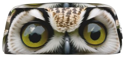 ASPOIJHN Vielseitiges Leder-Federmäppchen mit Eulen-Motiv, stilvolle Aufbewahrungstasche für Schule, Büro, Schreibwaren, Kosmetiktasche, Münzen-Organizer, silber, Einheitsgröße, Krawattenetui