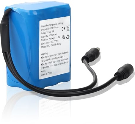 WoskjXas DC 12V 5200mAh Lithium-ion Rechargeable Battery for most 12V Devices, Wireless Cameras, Camcorders, MP3 Players, Electronic Organ, LED Strip Lights, CCTV Camera, Router, Portable DVDs,etc