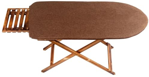 JTPMYFT Tabla de Planchar Grande de Madera Maciza, Soporte de Hierro Ajustable en Altura de 3 Niveles (100 cm x 40 cm), Soporte for Planchar