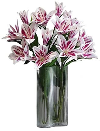 QTYQWC Künstliche Blumen, Lilien, Simulationsstrauß, hochwertige, nasse Gefühl, künstliche Blumenornamente, leichte Luxus-Innendekoration, künstlicher Blumenstrauß, künstliche Blumen