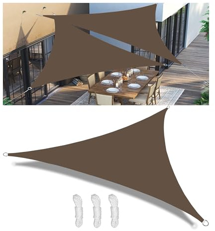 Triangulaire Voiles Ombrages Imperméable Bâche dombrages Voiles Solaire Pare Soleil Jardin Balcon Toiles Ombrages UV Protection pour Patio Terrasse Extérieur Brun 4x4x4M