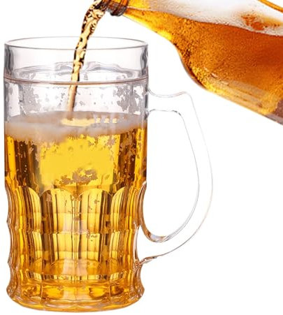 Taza De Cerveza Prank - Pantalla De Vidrio De Vino De Simulación, 420 Ml De Broma De Bebidas | Taza De Cervecería De Pantalla De Refrigerador Con Almacenamiento De Gel Integrado, Decoración De Cerveza