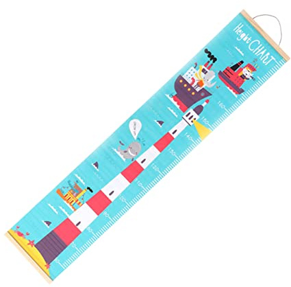 Nordische Wachstumstabelle für Kinder als Wandbild Öl Leinwand | Rollbar zur Aufbewahrung, Leicht Aufzuhängen, mit Cartoon Leuchtturm Motiv