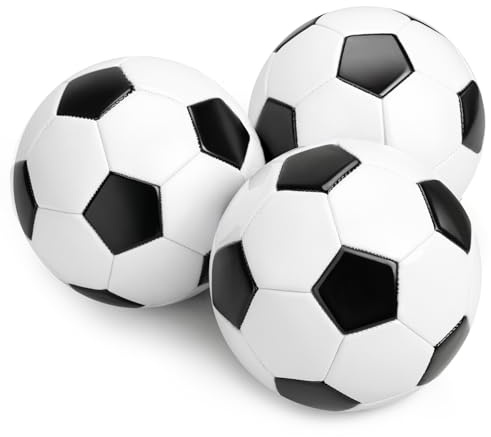 U&C Planet Fußball Größe 3 für Kinder 3-8 Jahre mit Pumpe und Netz | Wasserabweisend & leicht zu reinigen, Outdoor Spielzeug und Geschenk für Jungen und Mädchen, Klassisch schwarz-weißes Design