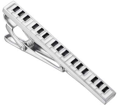 RunootPR silver piano slipsklämmor för män unik slipsnål klämma lämplig för fest bröllop smycken, 2.2inches, Mässing, Ingen ädelsten