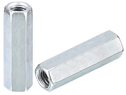 sourcing map 5pcs M8x12x40mm Coupling Nuts - Galvanized Carbon Steel Hex Threaded Rod Coupler for Furniture, Electronic, Industrial