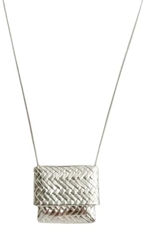 Zkydhbd Collar con colgante de bolsa tejida vintage para botella de agua, cadena larga, longitud ajustable, joyería de moda para mujer, as show, Metal