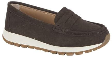Women's Genuine Suede Loafer Cushioned Chunky Sole Slip-On Shoes