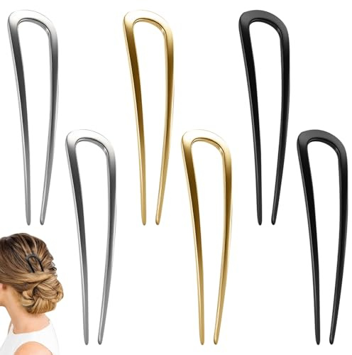 French Hair Pin 3 stycken U-formade hårnålar metall franska hårnålar fransk pin hårnålar stor 14 cm french twist hårnål för kvinnor och flickor