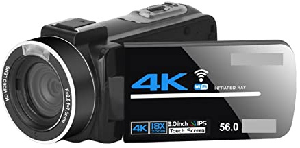Caméra vidéo de Vision Nocturne 4K for la Prise de Vue en extérieur Caméscope numérique Streaming Vlog Recorder Cadeau pour débutants(NO SD Card,Blauw)