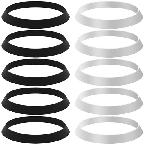 10 Pcs Sink Drain Gasket, 2 Colors, Seal Ring Waste Pipe Washer, Slip-Joints Washers, Rubber Gasket Washers Plumbing for 1 1/2 Inch Drain Pipe Sink Drains, Black & White