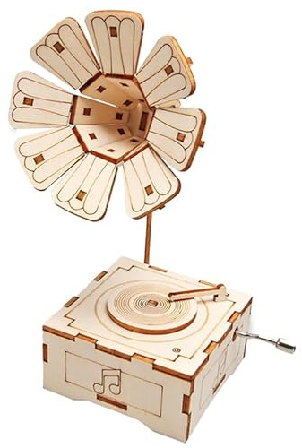 Kit scientifique de gramophone en bois pour enfants – Expériences scientifiques STEM à faire soi-même | Style vintage phonographe modélisme activité pour garçons et filles âgés de 8, 9, 10, 11, 12 ans