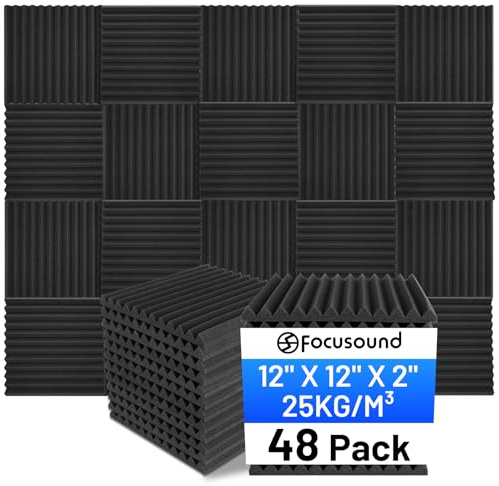 48 Pack Sound Proofing Panels, 2.5 X 30 X 30cm /1 X 12 X 12 Acoustic Wall Panels, Soundproofing Acoustic Foam Panels, High Density Soundproofing Acoustic Panels for Podcast Studio, Offices
