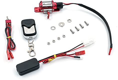 Alomejor Reemplazo del de Cabrestante de Coche con Control Remoto de Rescate Inalámbrico para 1/10 1/8-4 Axial SCX10 D90 KM2