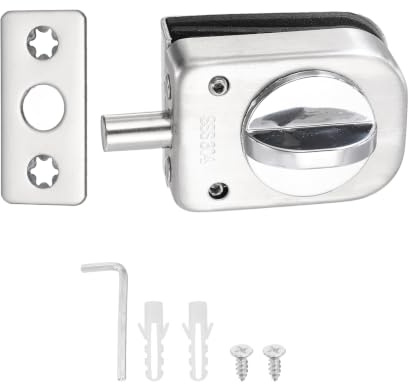 PATIKIL Verrou Carré Pour Porte En Verre Sans Cadre 10-12mm Silver