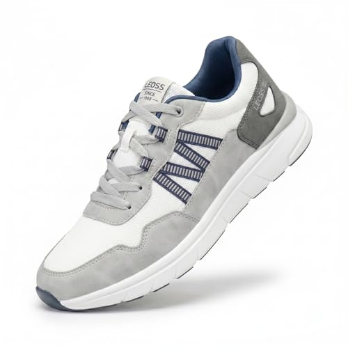 LEOSS ORIGINAL Scarpe da Ginnastica Uomo Calzature Sportive Basse Traspiranti in Rete per Palestra Viaggio e Uso Quotidiano(Grigio, 41 EU, MLE260287-4)