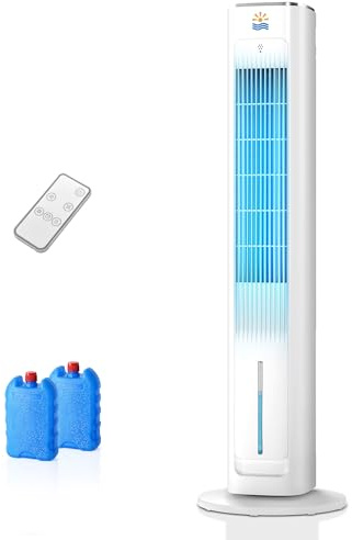 EXNOS Climatizador Evaporativo Portátil- Alternativa al Aire Acondicionado Portatil Enfriador de Aire Silencioso,3 Modos, Temporizador 12H, Mando, Blanco