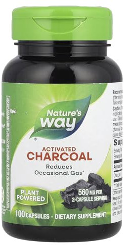 Nature's Way Cápsulas activadas con carbón, 280 mg, 100 unidades