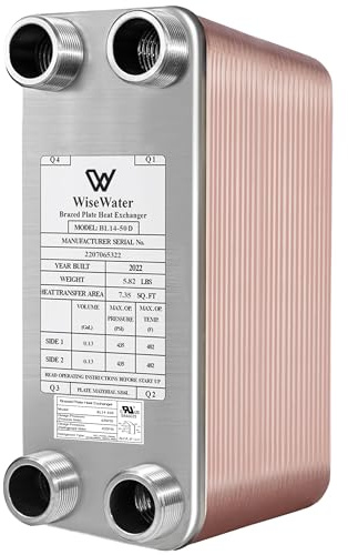 AB Plate Heat Exchanger, 3x 8 50 Plates Water To Water Heat Exchanger, Copper/SS316L Stainless Steel Brazed Plate Heat Exchanger For Floor Heating, Water Heating, Snow Melting