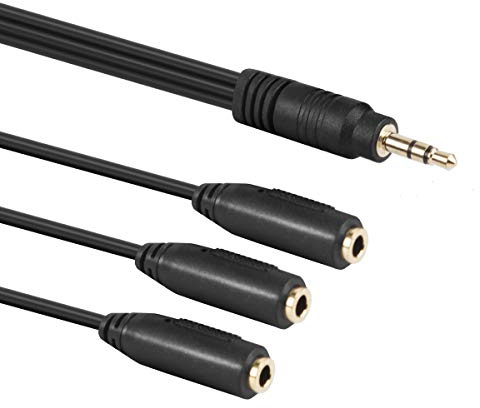 baolongking 3.5mm (1/8) Male to 3x Female Stereo Splitter Audio Cable, 3-ring / 4-pole stereo audio splitter cableGold-Plated 30cm
