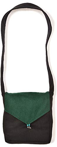 HEMAD Larie - Bolso medieval de fieltro de lana - bicolor - Negro-Verde