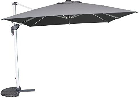 Hespéride - Parasol déporté carré Équador Ardoise avec LED