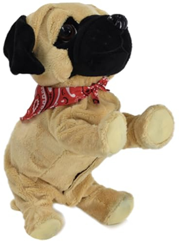 WEofferwhatYOUwant Chien Robot Interactif Pug Daddy - Peluche Électronique Réaliste Bébé - Jouet Chien Réagit Voix Toucher Applaudissements - Sons Aboie 8 Tours Éducatif 18 Mois+