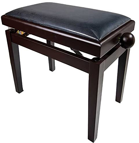 Adjustable Piano Stool,LEGATO Bench with Black Velvet Top, Satin Rosewood