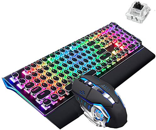 ARCH Teclados Mecánico Y El Teclado Y Raton Combo RGB Teclados para Gamers del Resto De Muñeca Desmontable, Goma Antideslizante Pies Programable Ratón del Juego For PC Gamer Computadora De Escritorio