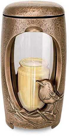 legendURN Grave Lantern with Bird Bronze in Several Colors | Grave Lantern or Lamp with Bird in Bronze