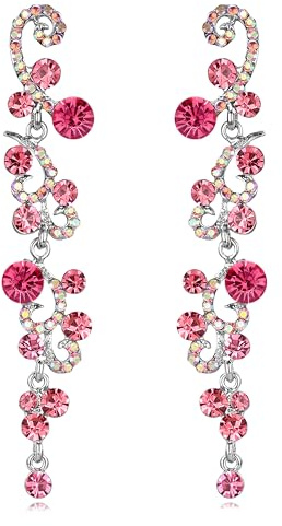 EVER FAITH Brides Earrings for Women Dangling, Sparkly Rhinestone Crystal Vintage Floral Vine Long Drop Dangle Earrings Wedding Party Jewellery