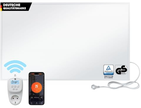 BR Bringer Infrarotheizung 800 Watt - mit Smart Thermostat und App - Infrarot Elektroheizung Energiesparend - TÜV & GS - Deutsche Qualitätsmarke (weiß)