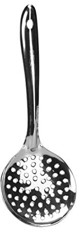 Skimmer Slotted Spoon Stainless Steel Strainer Ladle Perforated Spoon Slotted Deep Fat Fryer Frying Cooking Serving Spoon Oil Skimmer Boondhi Spoon Kitchen Utensil Tool Long Handle (29.5cm x 10.8cm)