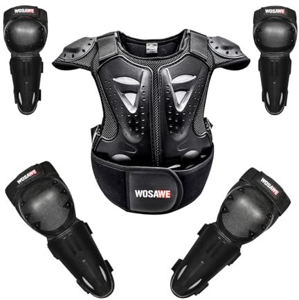 WOSAWE Kinder-Schutzkleidung mit Knieschoner Ellenbogenschoner Schutz Weste Motorrad Ganzkörperschutz Rüstung für Ski Snowboard Motocross Sport (BC205 Sets, M)