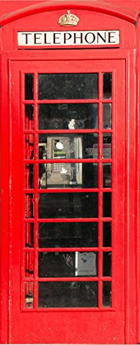 A.Monamour Türtapete Selbstklebend Türfolie Türposter 3D London Rote Telefonzelle Vinyl Folie Türdeko Tapete Wandbild Türaufkleber Türtattoo 85 x 200 cm