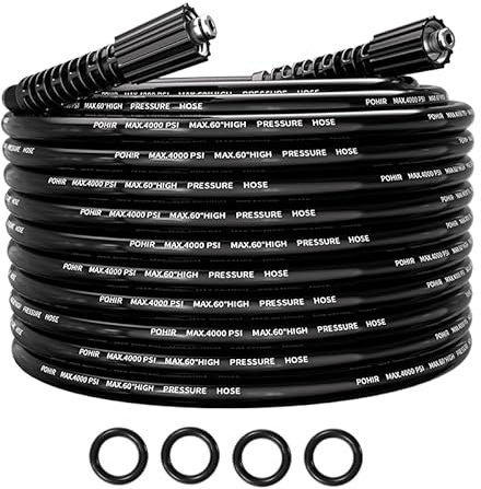 POHIR Hochdruckreiniger-Schlauch, 6,5 m, knickfester Ersatzschlauch für Hochdruckreiniger, 1/4 Zoll mit M22 14 mm Drehgelenk, leichter Hochdruckreiniger-Verlängerungsschlauch, 3600 PSI