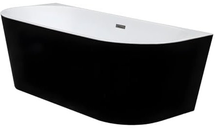 Vente-unique-Bañera exenta - 245L - 170 x 75 x 58 cm - Negro brillante - Acrílico - DIVINA