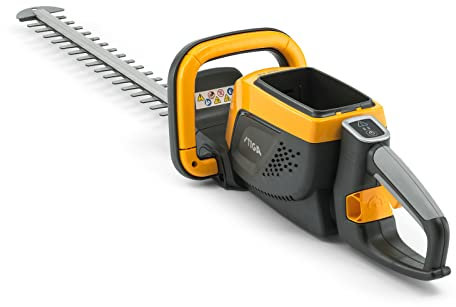 STIGA HT 500e Taille-Bordures sur Batterie - Ergonomique, Puissant, Lames de 58 cm à Double Action, jusqu'à 50 Minutes d'autonomie, poignée pivotante à 180°, protège-Lame, Rangement Facile