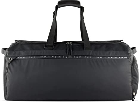bugatti Blanc Delight Reisetasche 55L, Weekender-Tasche aus Tarpaulin & Nylon, schwarz