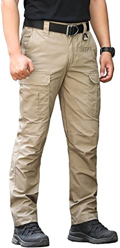 CARWORNIC Herren Taktische Militär Hose Wasserdicht Arbeit Cargohose Outdoor Armee Combat Hosen Schwarz Khaki Arbeitshose Frühling Herbst Multi-Taschen