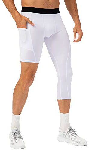 Little Hand Herren EIN Bein Kompressions-Leggings Kompressionshose, weiß, XXL