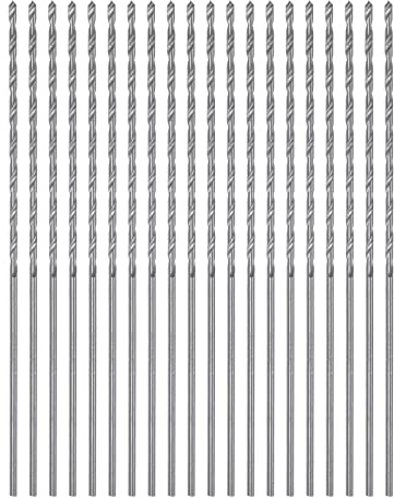 sourcing map 20pcs Extra Long Drill Bits, 1.0mm HSS Drill Bit with High Speed Steel Straight Shank 60mm Length for Metal Woodwork Plastic Aluminum Alloy