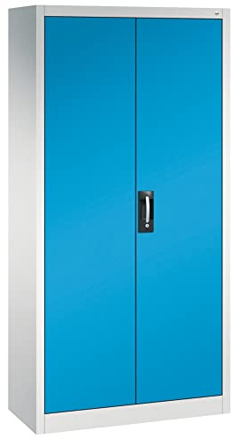 DENIOS C+P Flügeltürenschrank Acurado, 930 x 400 x 1950 mm, lichtgrau/enzianblau