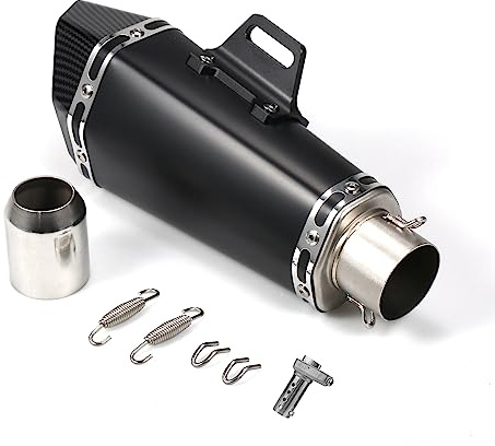 Shkalacar Silenziatore di Scarico per Moto, 1,5-2 '' Tubi di Scarico universali Silenziatore Tubo di Coda Resistente alle Alte Temperature per Moto Yamaha ATV ZX6R 10R Z900 Z800 R3 R25 R6