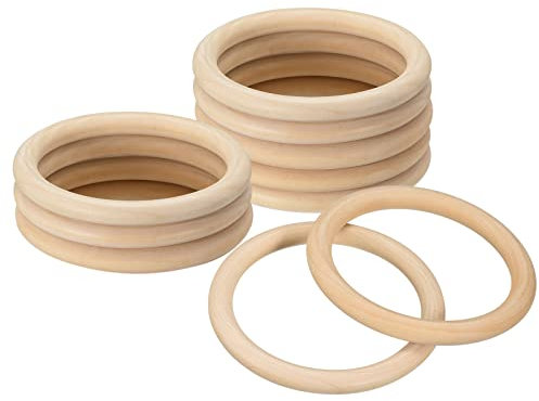 QUARKZMAN 10 Stück 100mm(4) Holzringe zum Basteln, Makramee Ringe 10mm Dick Glatt Unfertig Hölzerne Kreise für DIY Handwerk Ring Anhänger Schmuck Machen Spielzeug, Holzkranz, Bastelring