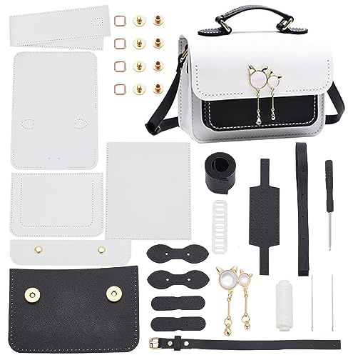 WADORN DIY-Set Zur Herstellung von Umhängetaschen Aus PU-Leder, Handgefertigte Näh-Umhängetasche, Herstellung Aller Materialien Mit Anleitung, Zubehör Für Die von Lederhandtaschen, 19x6x15cm, Schwarz