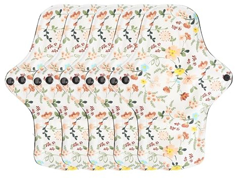 5pcs Washable Breathable Menstrual Pad,Cloth Pads Menstrual,Reusable Period Pads,Flower Pattern Super Absorbent Reusable Cotton Sanitary Pad Panty Liners (M)