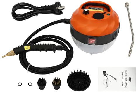 Pulitore a vapore portatile da 5,5 bar, durata fino a 30 minuti, pulitore a vapore ad alta temperatura, scopa a vapore per tappeti, finestre, vetri e tende, capacità dell'acqua 1,35 l (arancione)